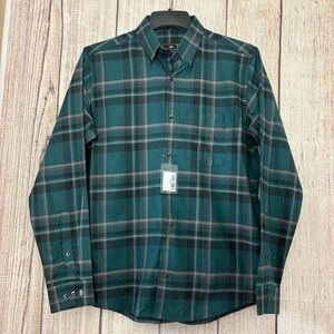 French Crown Mens Button Down Green Plaid Royal Oxford cotton shirt 40 or medium